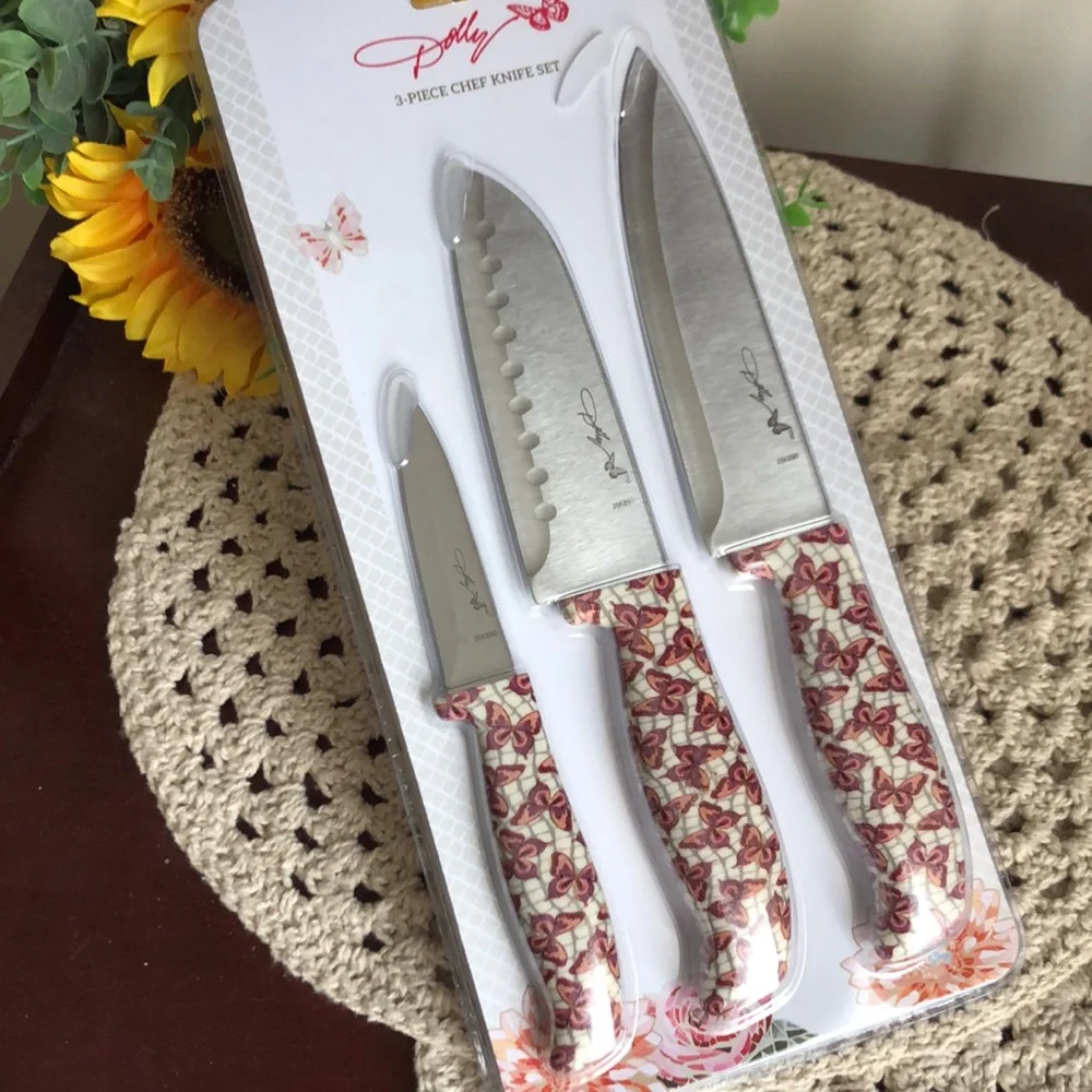 DOLLY 3-Piece Chef Knife Set with Butterfly Handles